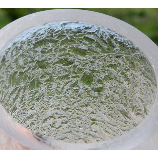 Mid-Century Modern Mid Century Modern Ward Bennett Style Crackle Glass Cylindrical Vase For Sale - Image 3 of 8