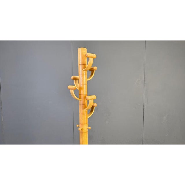 Ettore Sottsass Vintage Travertine and Ash Wood Coat Rack by Ettore Sottsass, 1980s For Sale - Image 4 of 10