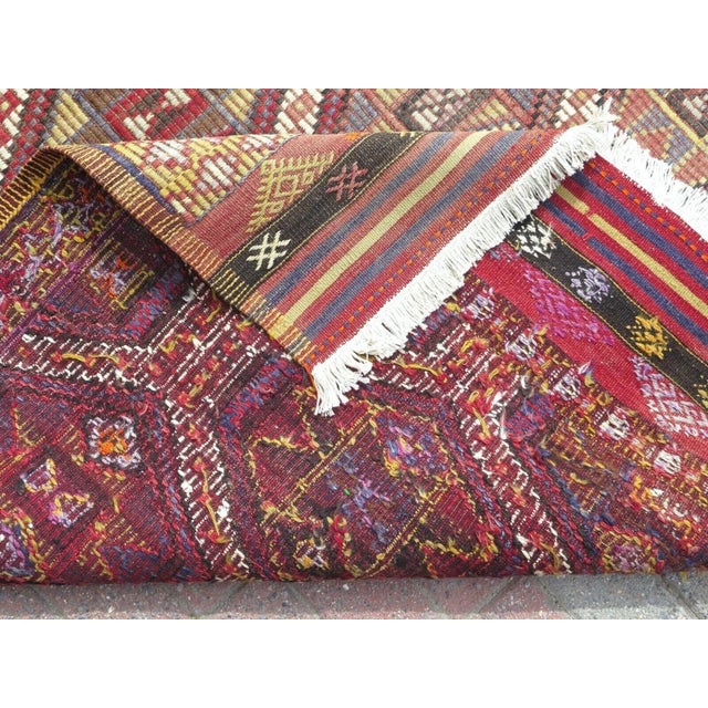 1960s Vintage Embroidered Kilim Rug -60"x97" For Sale - Image 12 of 13