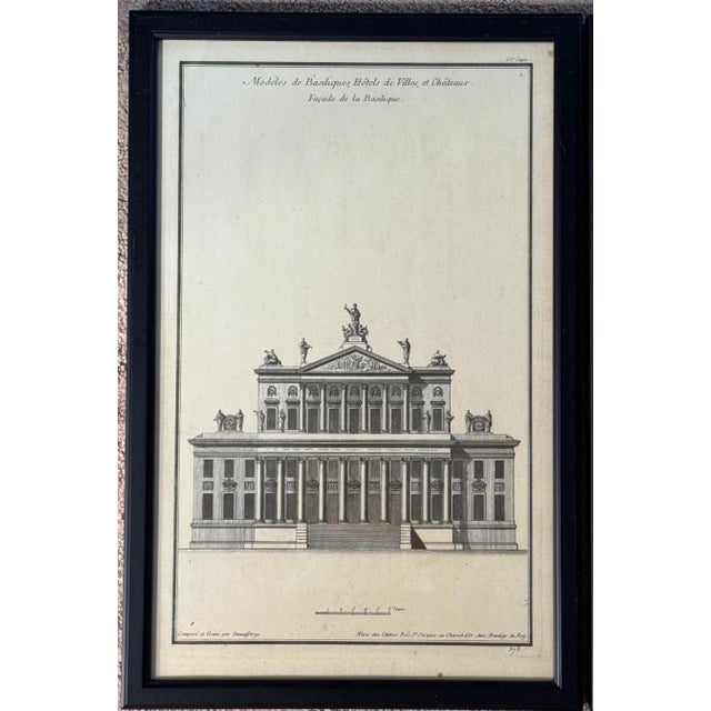 Neoclassical Pair of Antique French Neoclassical Architectural Engravings – Theatre & Basilica Facades, Framed For Sale - Image 3 of 10