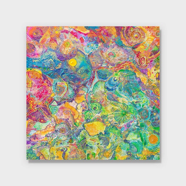 This is a one of a kind original abstract painting by San Diego artist, Alexander Arshansky. Its dimensions are 36" x 36"...