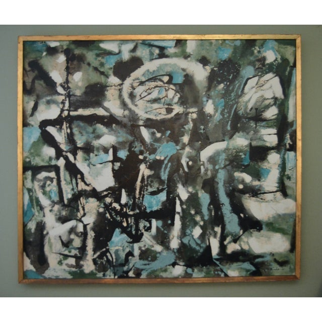 Felix Ruvolo, oil painting on canvas in original gold frame, 'Kinectic Moment' signed and dated 1951 Felix Ruvolo...