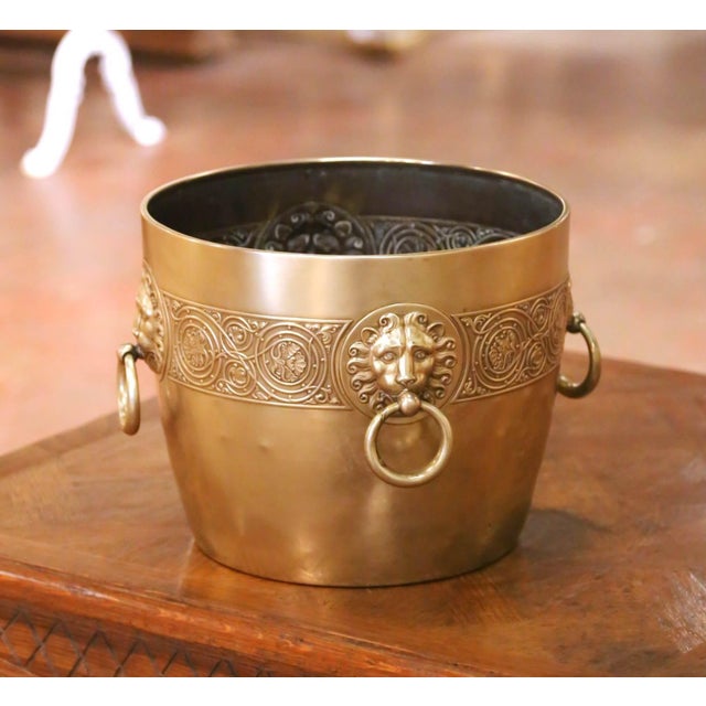Late 19th Century 19th Century French Bronze Jardinière Cache Pot With Lion Ring Handles For Sale - Image 5 of 9