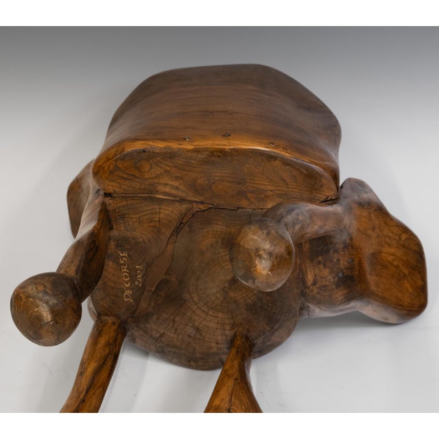Organic Brutalist Sculptural Elm Armchair from Pierre Decorse, 2001 For Sale - Image 10 of 15
