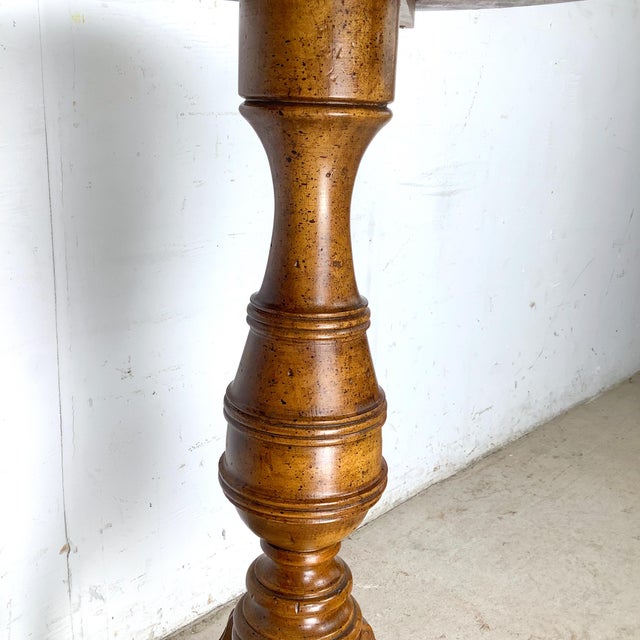 Weiman Oxford Burl Veneer Pedestal Accent Table For Sale - Image 9 of 16