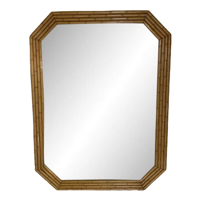Hollywood Regency, Chinoiserie Faux Bamboo Octagonal Wall Mirror For Sale
