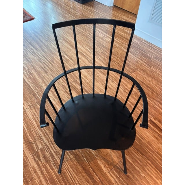 Vintage Wallin Forge Windsor Style Iron Dining Chairs For Sale - Image 9 of 17