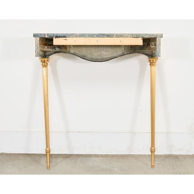 French Napoleon Empire Style Marble Bronzed Wall Console Table For Sale - Image 14 of 16