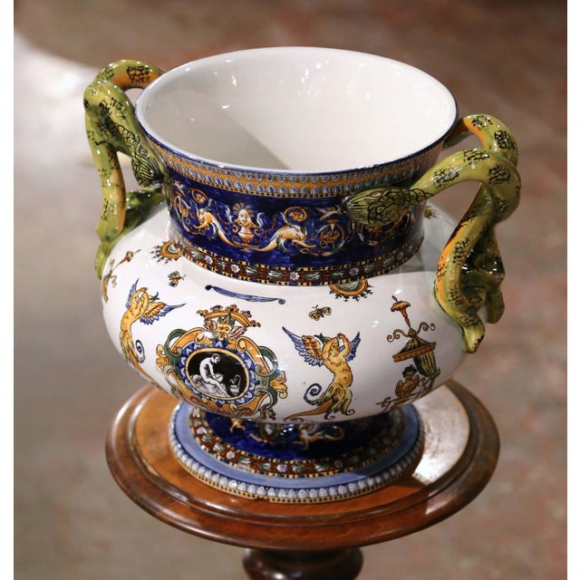 19th Century French Louis XV Hand Painted Porcelain Cache Pot From Gien ...
