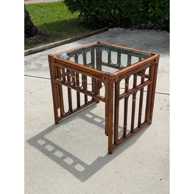 Vintage Organic Modern Rattan and Bamboo End Table For Sale In Naples, FL - Image 6 of 12
