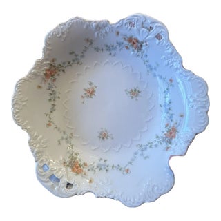 Mid 20th Century Hermann Ohme Eglantine Floral Scalloped Bowl, Germany For Sale