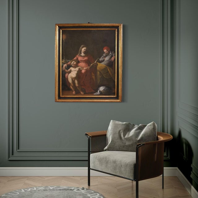 Italian Artist, Holy Family with Sleeping Saint Joseph, 1610, Oil on Canvas, Framed For Sale - Image 13 of 16