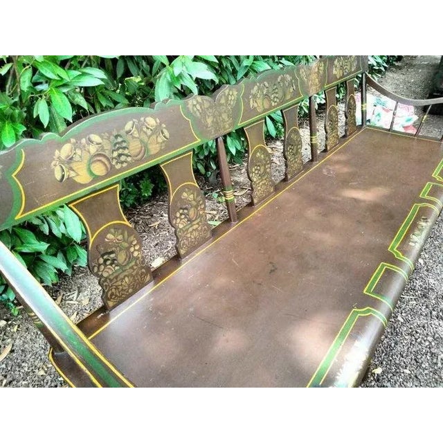 19thc Hand Made and hand painted Settee three seater. Wonderful peach and leaf design. Found in Berks County Pennsylvania....