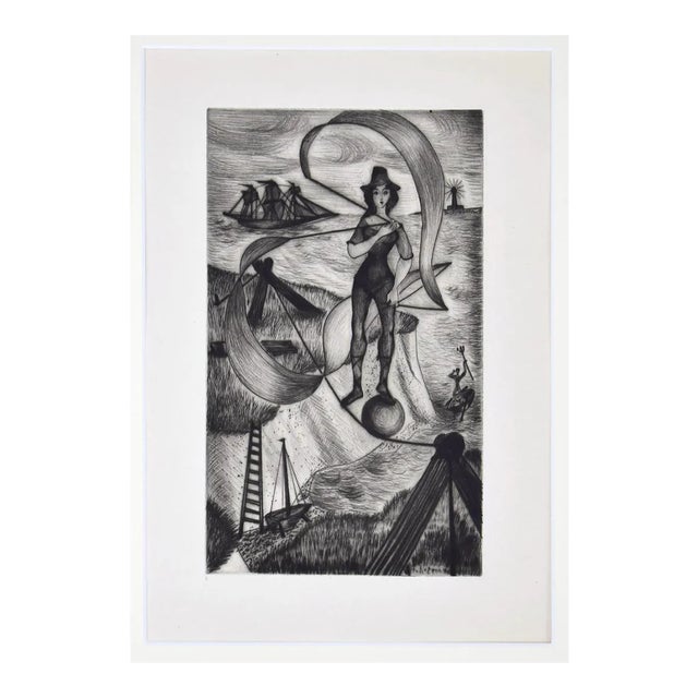 Rémy Hetreau - Figure - Etching - Late 20th-Century For Sale