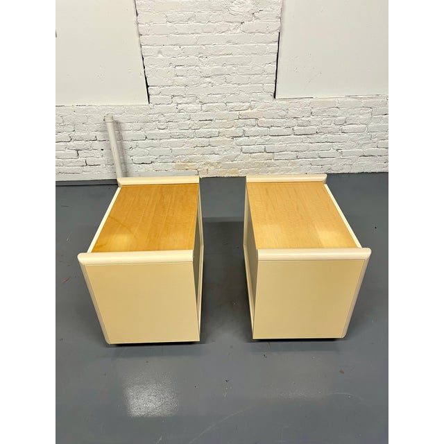 Leather Trimmed Lacquer and Satinwood Nightstand by Giorgio Collection For Sale - Image 4 of 7