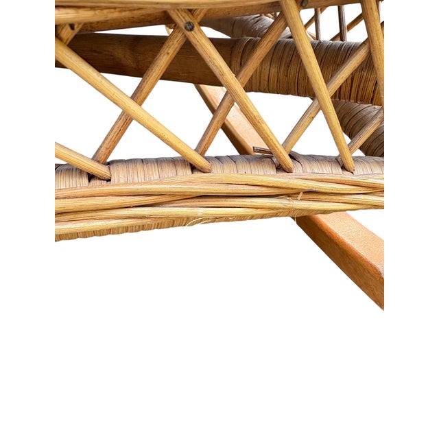 Late 20th Century Ralph Lauren Safari Collection Tan Wicker Rocking Chair For Sale - Image 11 of 18