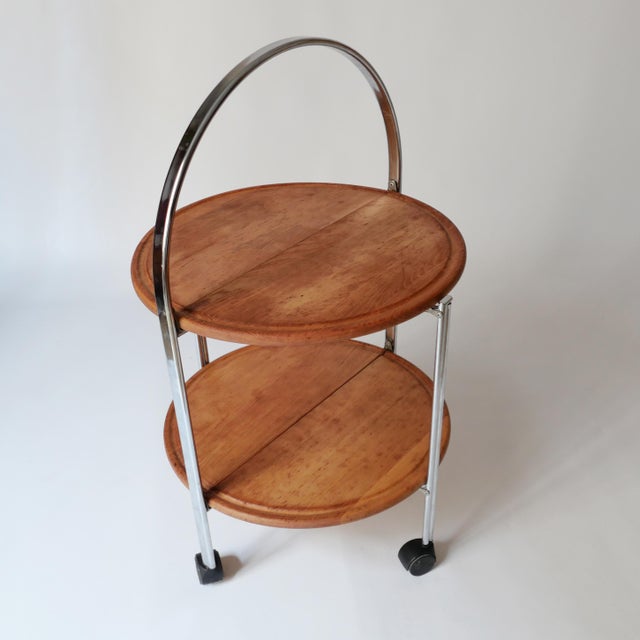 Vintage Folding Rolling Serving Cart in Wood, 1970s For Sale - Image 13 of 13