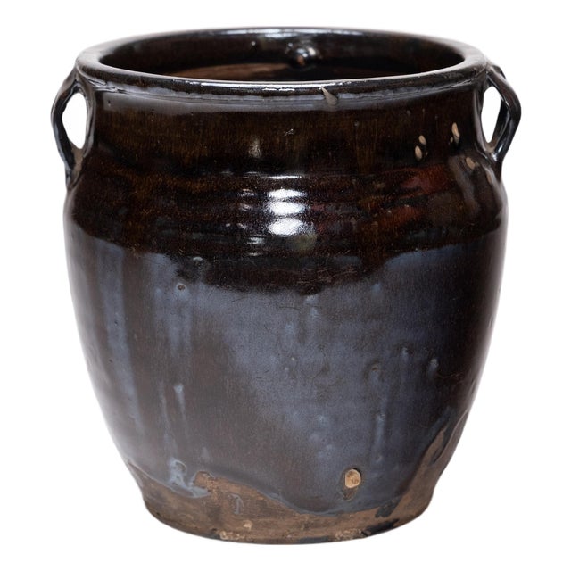 Chinese Drip Glazed Kitchen Jar, C. 1900 For Sale