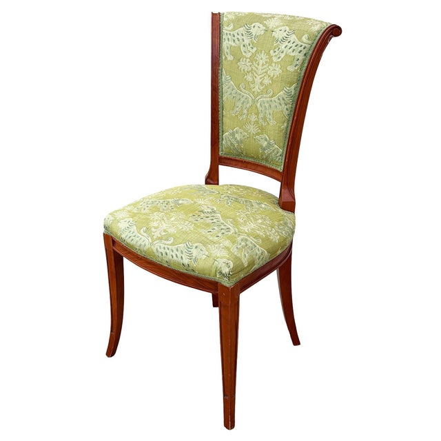 Green 1990s Empire Style Italian "Milano" Mahogany Dining Chairs W/ Damask Jacquard Fabric For Sale - Image 8 of 13