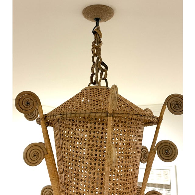 Large Rattan Caning Pagoda Lantern For Sale In Miami - Image 6 of 9
