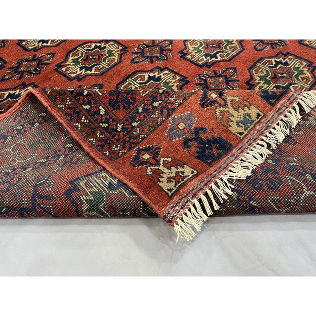 Red Turkmen Philpa Wool Area Rug, Tribal Geometric Medallion Design For Sale - Image 15 of 17