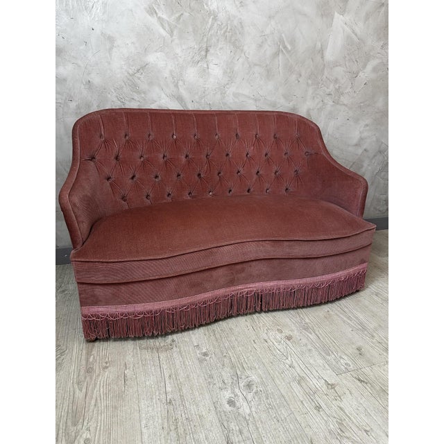 1950s Vintage Velvet Sofa, 1950s For Sale - Image 5 of 13