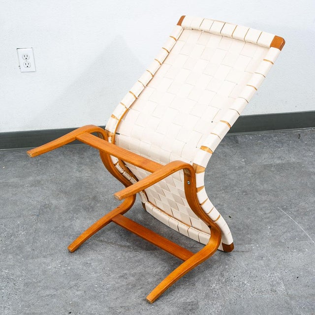 1960s Mid Century Danish Modern Lounge Chair Bruno Mathsson Eva White Vintage Sweden For Sale - Image 5 of 12
