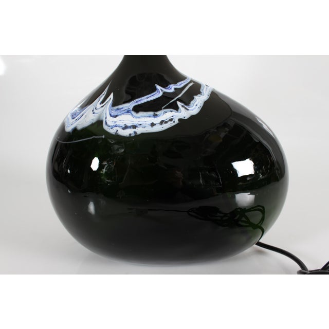 1970s Modern Danish Dark Green Sculptural Table Lamp by Michael Bang for Holmegaard, 1970s For Sale - Image 5 of 12