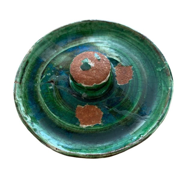 Antique French Green Glazed Gargoulette Pitcher Terracotta W/ Lid 10.5") For Sale In Seattle - Image 6 of 6