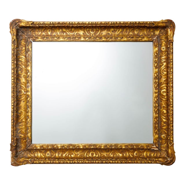 Antique Gilded Carved Wood Mirror With Ornate Frame For Sale