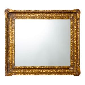 Antique Gilded Carved Wood Mirror With Ornate Frame