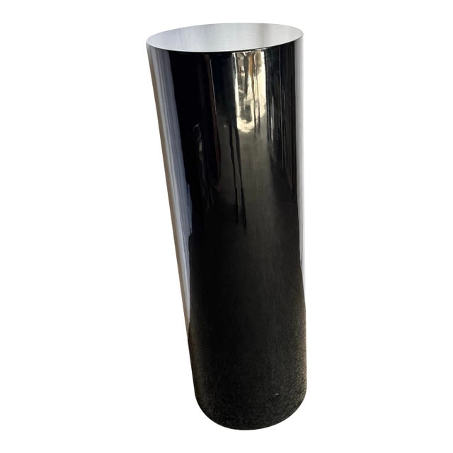 Postmodern Black Lacquered Cylindrical Pedestal For Sale