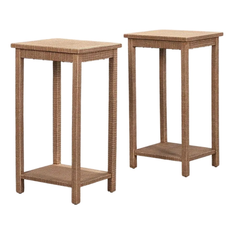 Springer Style Tall Lacquered Texture Side Tables | Chairish