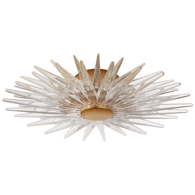 Quincy Small Flush Mount in Antique-Burnished Brass with Clear Acrylic Designer: Chapman & Myers Canopy: 6" Round...