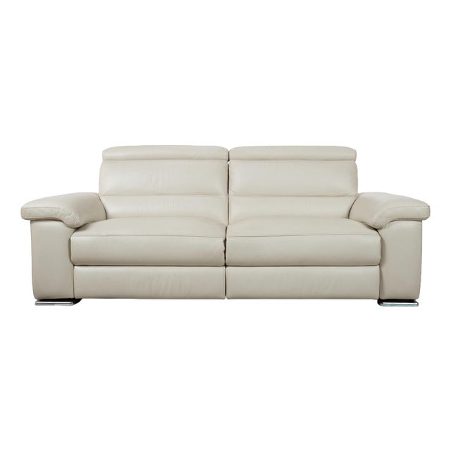 Cream Leather 3-Seater Sofa from Natuzzi For Sale