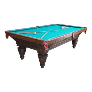 Antique 1890s Brunswick Balke Collender Jacobean Oak Union League Pool Table For Sale