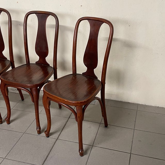Vintage Chairs in Bent Wood by J.&J. Kohn Vienna, 1900s, Set of 5 For Sale - Image 13 of 18
