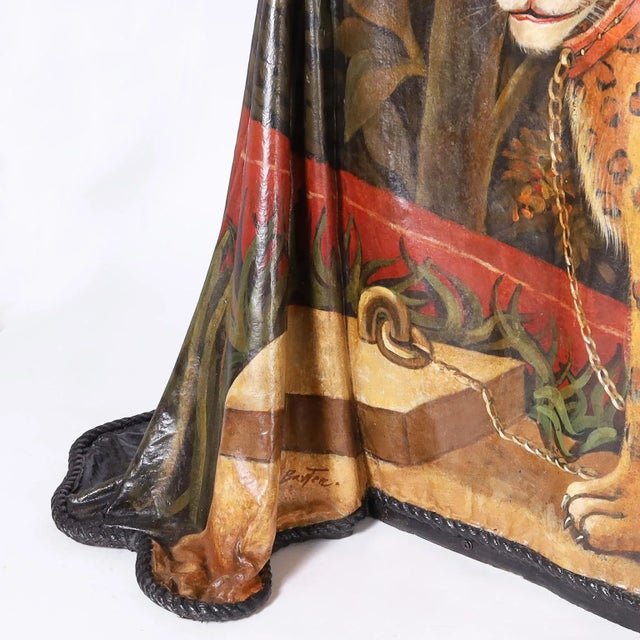 Plastic Mid Century Ghost Drapery Console With Painted Leopard by Reginald Baxter For Sale - Image 7 of 11