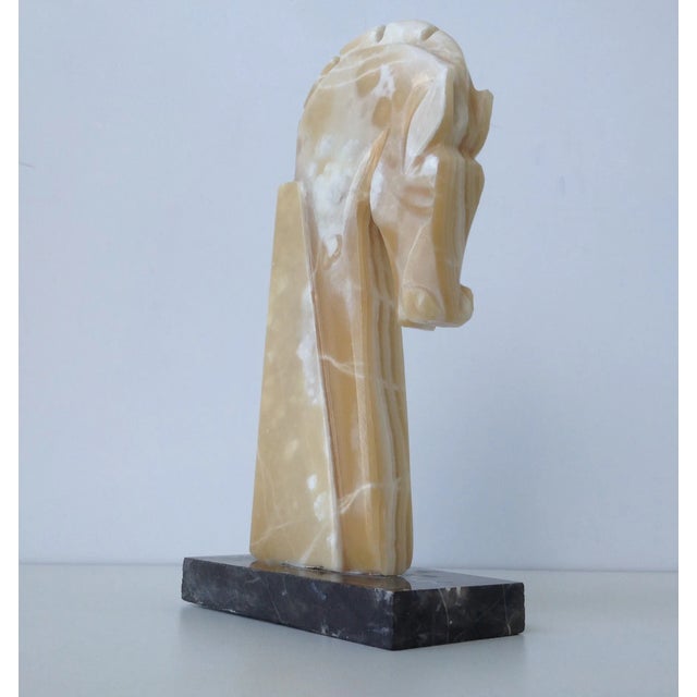 Mid-Century Modern Vintage C.1970's Tall Marble Trojan Horse on Marble Base For Sale - Image 3 of 11