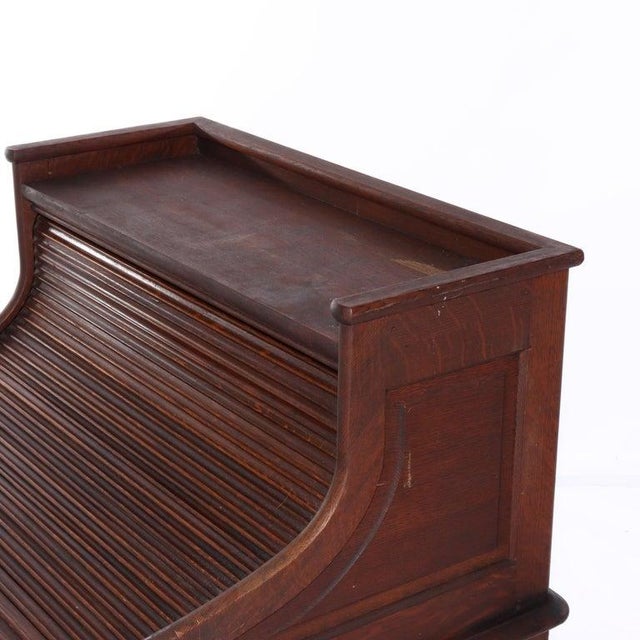 Antique Rj Horner Oak Ladies Roll Top Desk C1910 For Sale - Image 14 of 18