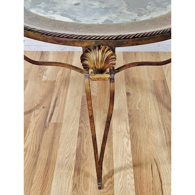 Gold Vintage Italian Mid-Century Modern Gilt Metal & Mirror Round Coffee Table For Sale - Image 8 of 10