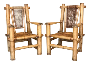 Budji Layug Style Majestic Jumbo Bamboo Pagoda Lounge Chairs