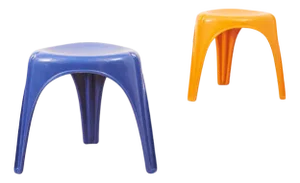 Model 1734 Garden Stools in Dark Blue and Orange Fiberglass by Walter Frey for Stella, 1965, Set of 2