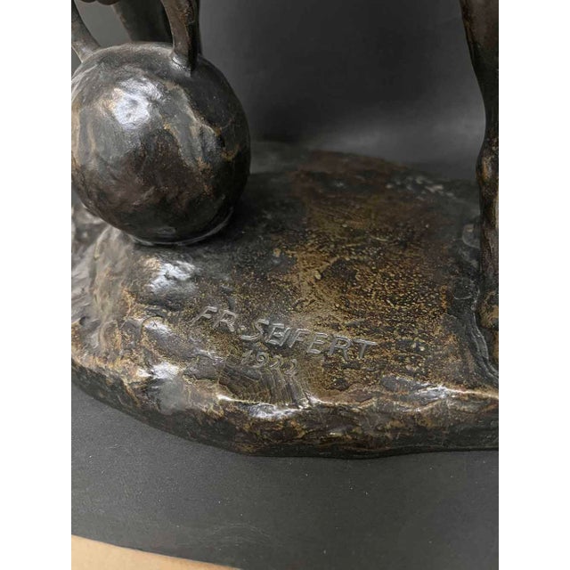 1920s Bronze, Male Athlete With Kettlebell, by Franz Seifert. For Sale - Image 4 of 4