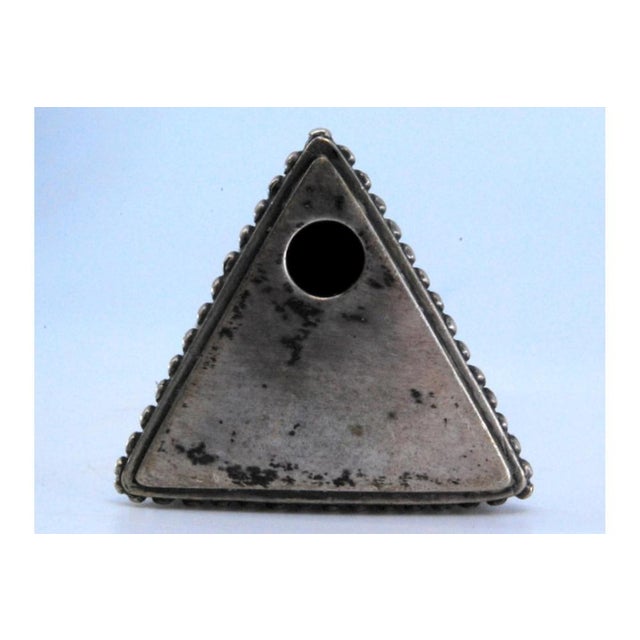Plain Triangular Silver Toothpick Holder with Pearly Edges For Sale - Image 9 of 10