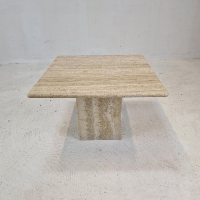 Italian Coffee or Side Table in Travertine, 1980s For Sale - Image 9 of 18