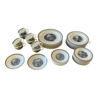 Vintage Wedgwood Lugano Black Dinnerware Set - 51 pcs For Sale