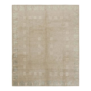 Rug & Kilim's Austrian Art Deco Style Rug in Beige Brown Geometric Pattern For Sale
