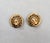 Green Vintage 1960s Signed Trifari Round Goldtone Cabochon Faux-Emerald Clip Earrings-2 Pieces For Sale - Image 8 of 8