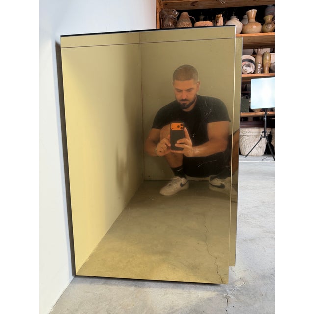 1970s Hollywood Regency Ello Brass & Beveled Mirror Credenza Sideboard For Sale In Miami - Image 6 of 17